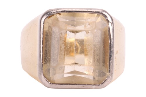Lot A citrine-set signet ring, featuring a square...
