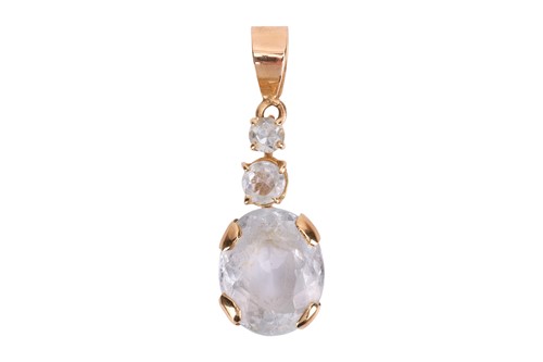 Lot An aquamarine pendant, to contain an oval-cut...