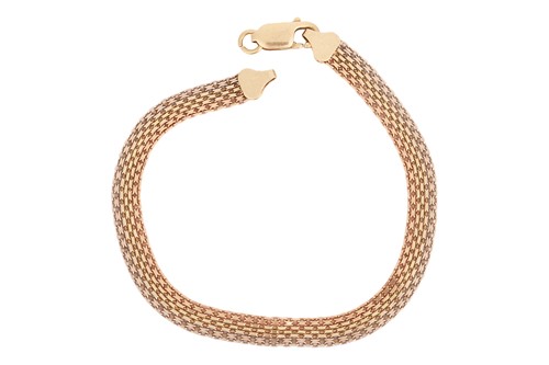 Lot A tri-coloured bracelet, the flattened...