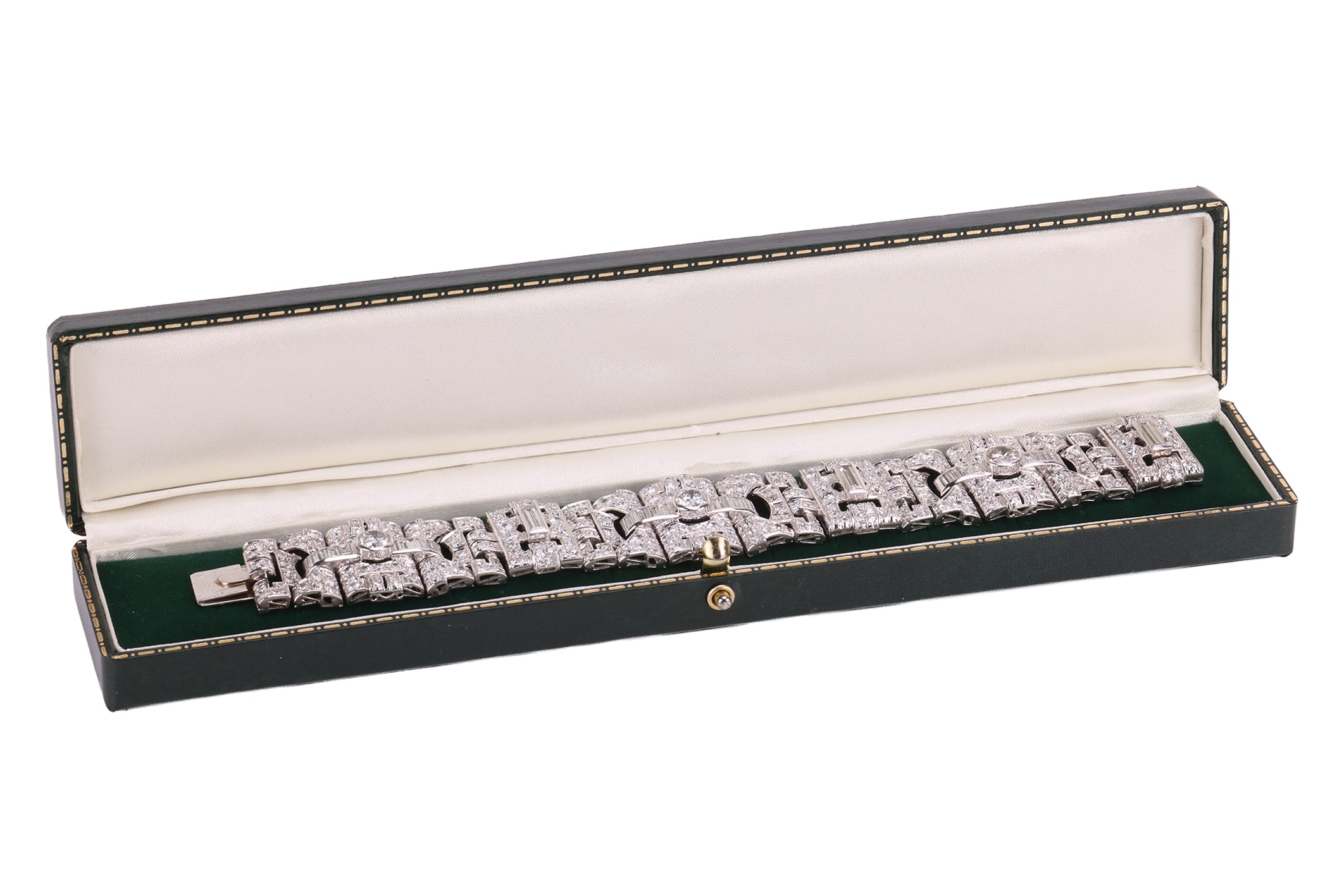 Lot 103 - A late Art Deco diamond-set panel bracelet,